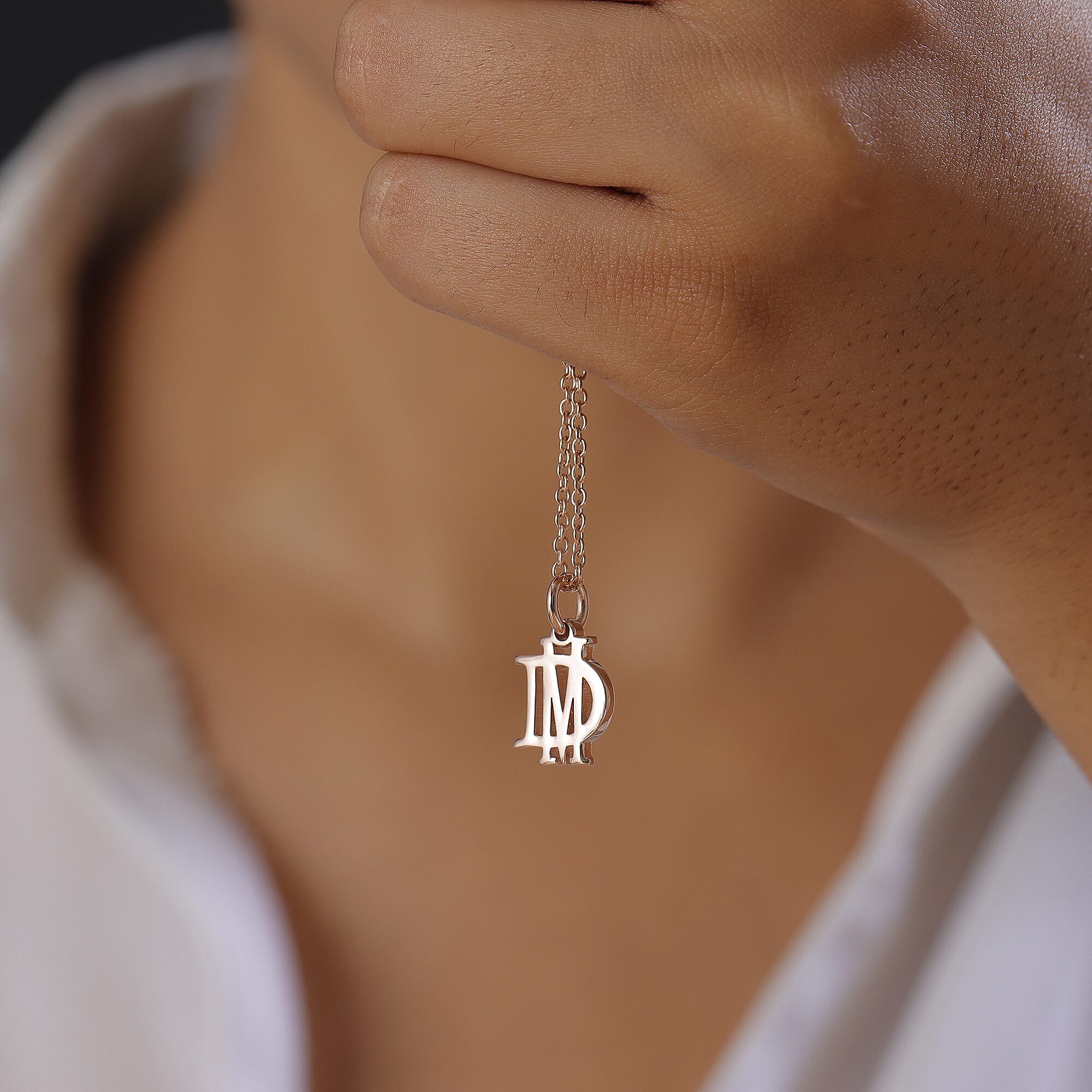 Personalised Overlap Two Initial Necklace in Silver, Size 18-2 Inch