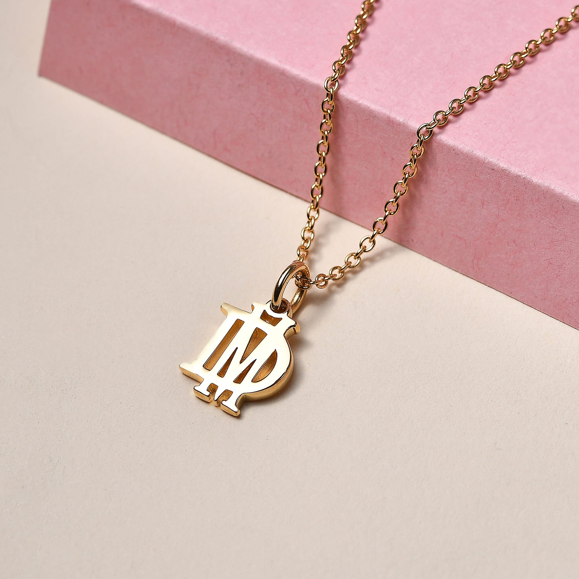 Personalised Overlap Two Initial Necklace in Silver, Size 18-2 Inch