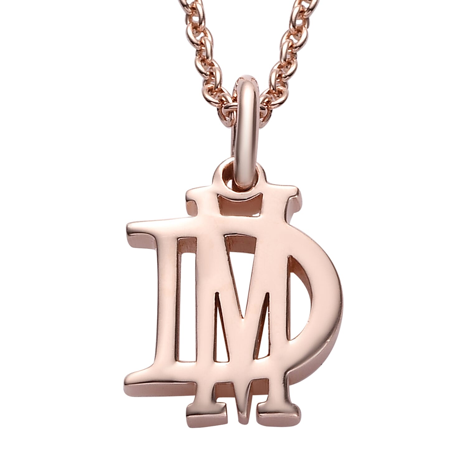 Personalised Overlap Two Initial Necklace in Silver, Size 18-2 Inch