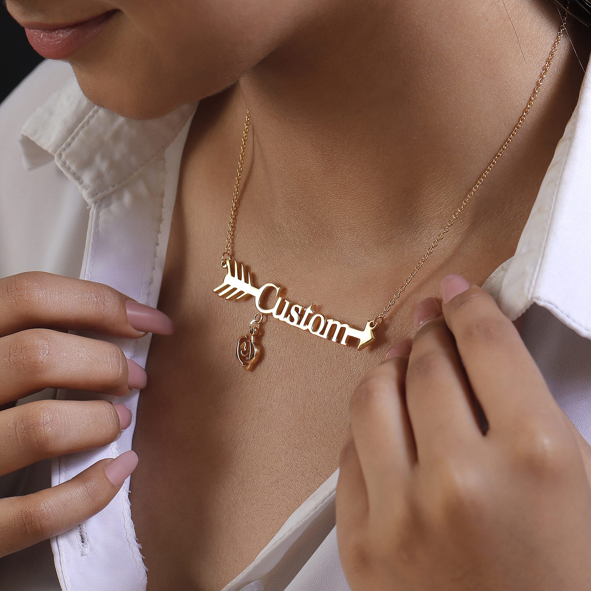 Personalised Arrow Name Necklace in Silver, Size 18-2 Inch