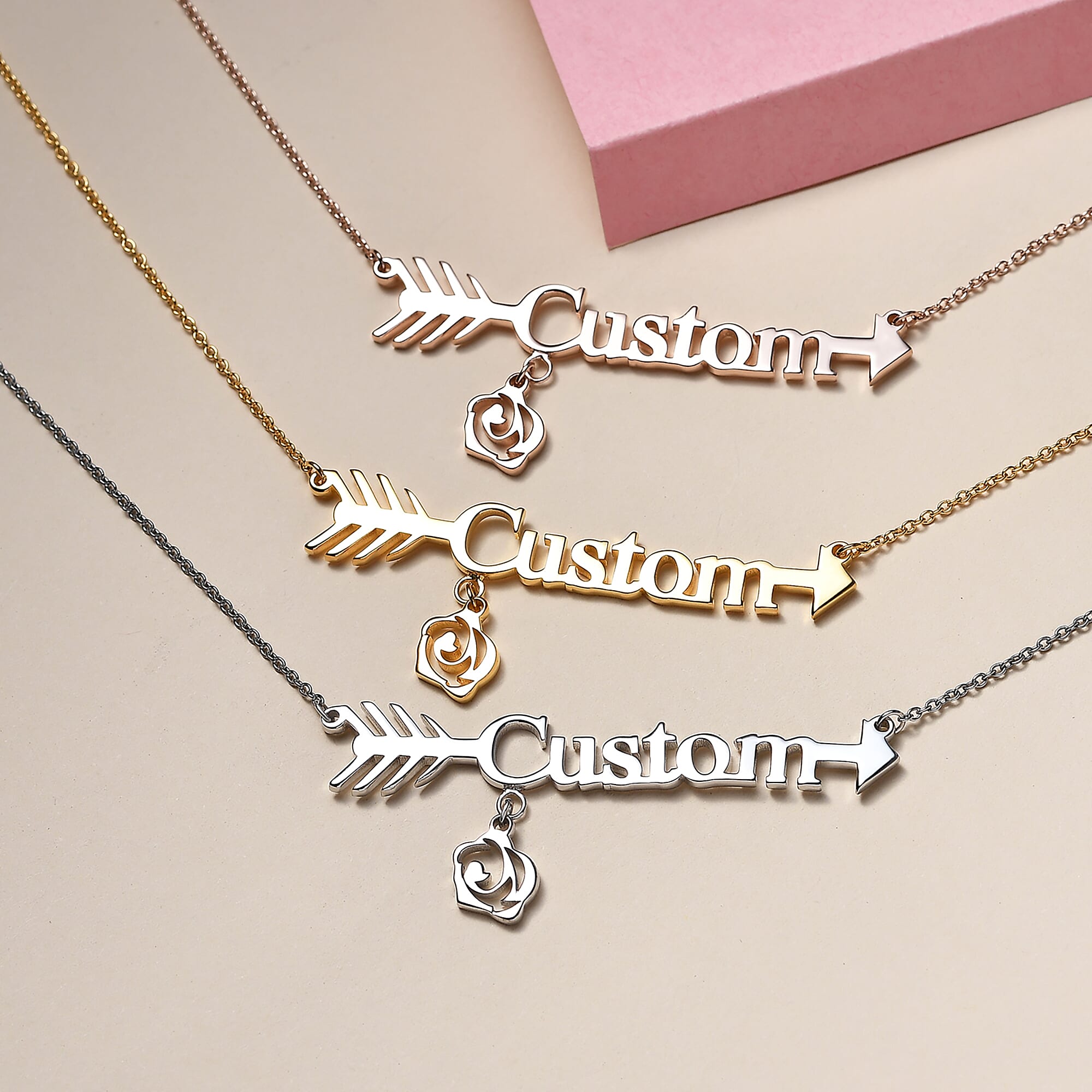 Personalised Arrow Name Necklace in Silver, Size 18-2 Inch