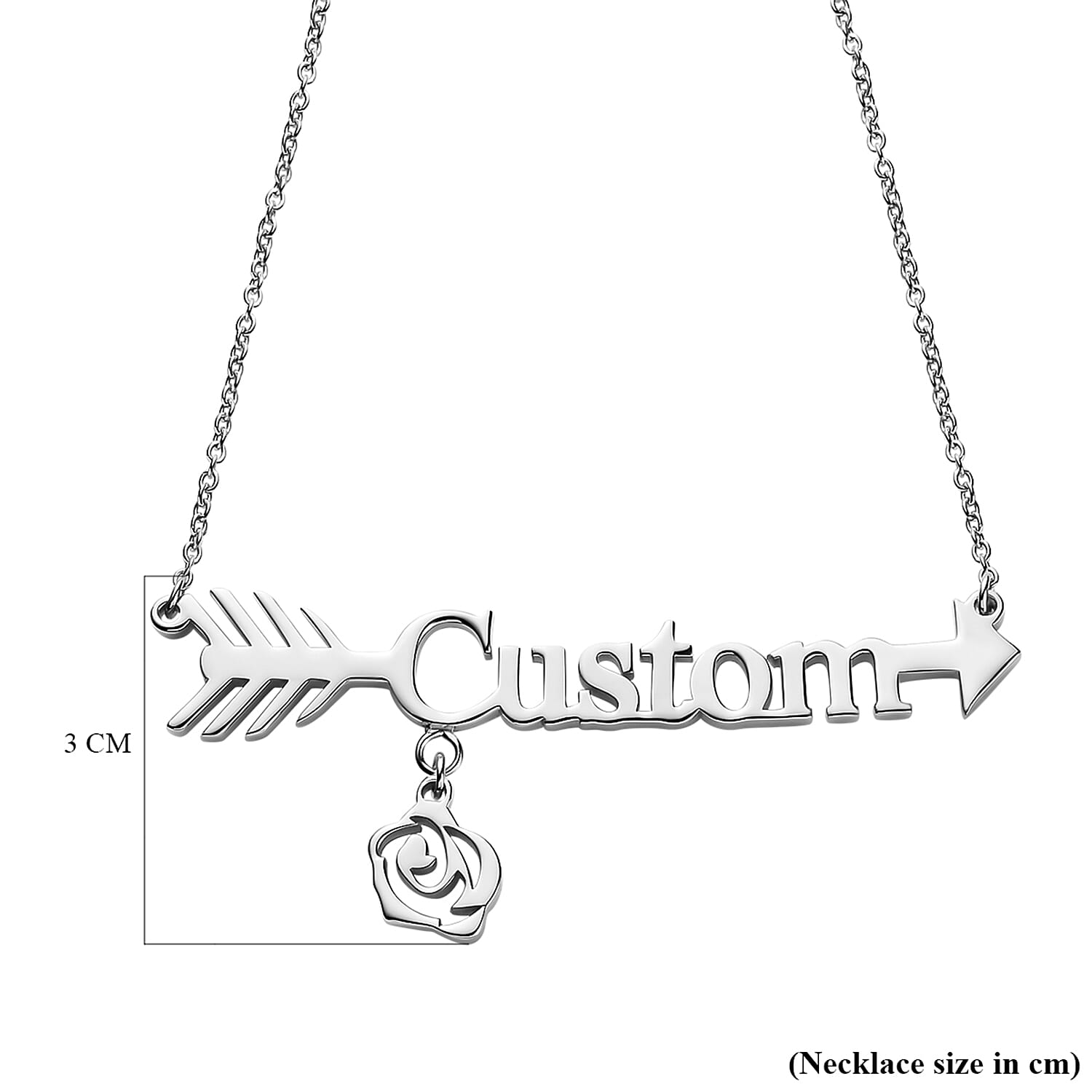 Personalised Arrow Name Necklace in Silver, Size 18-2 Inch