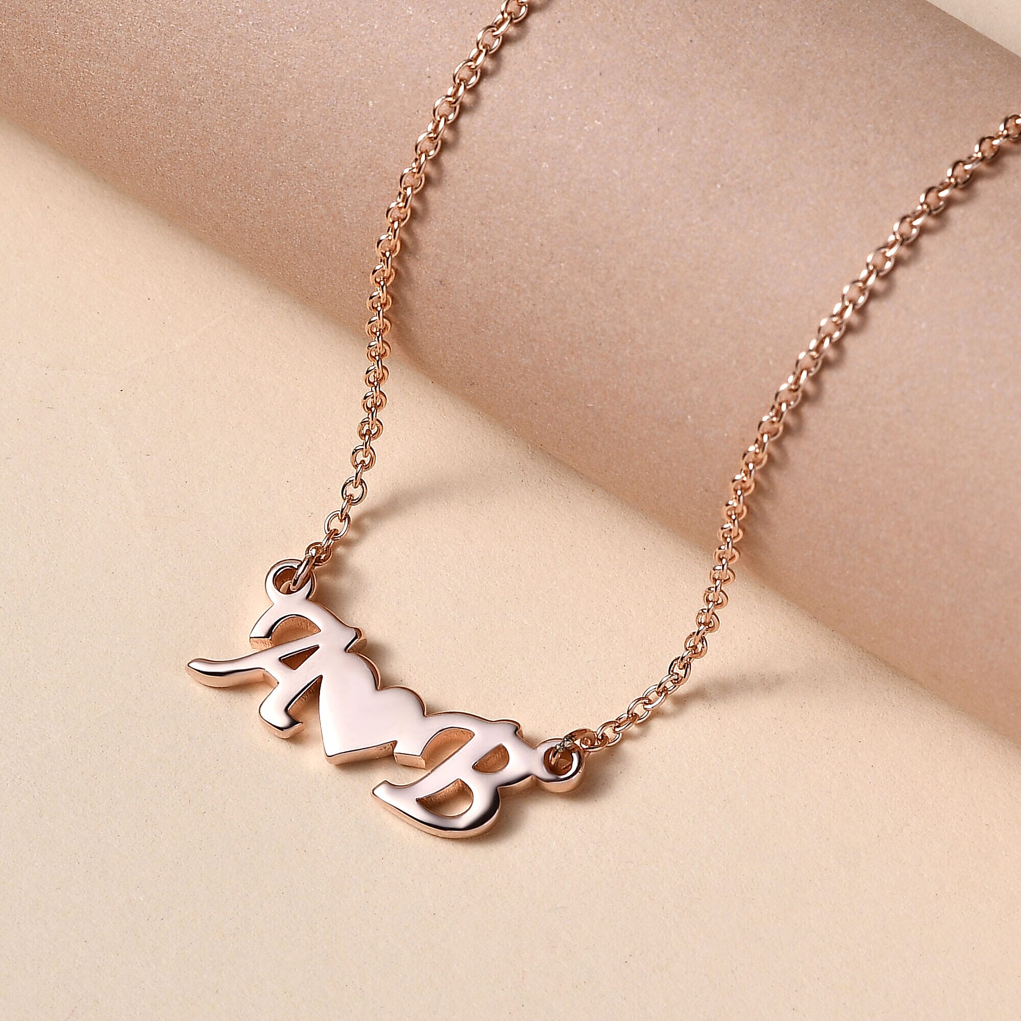 Personalised Heart Two Initial Necklace in Silver, Size 18-2 Inch, Font - Italic