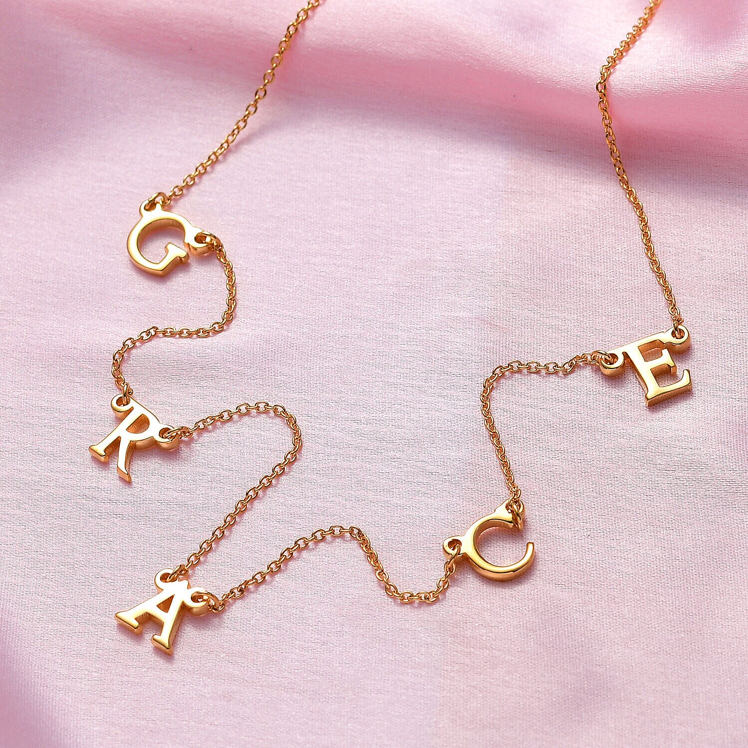 Personalised Hanging Letter Name Necklace in Silver, Size 18-2 Inch