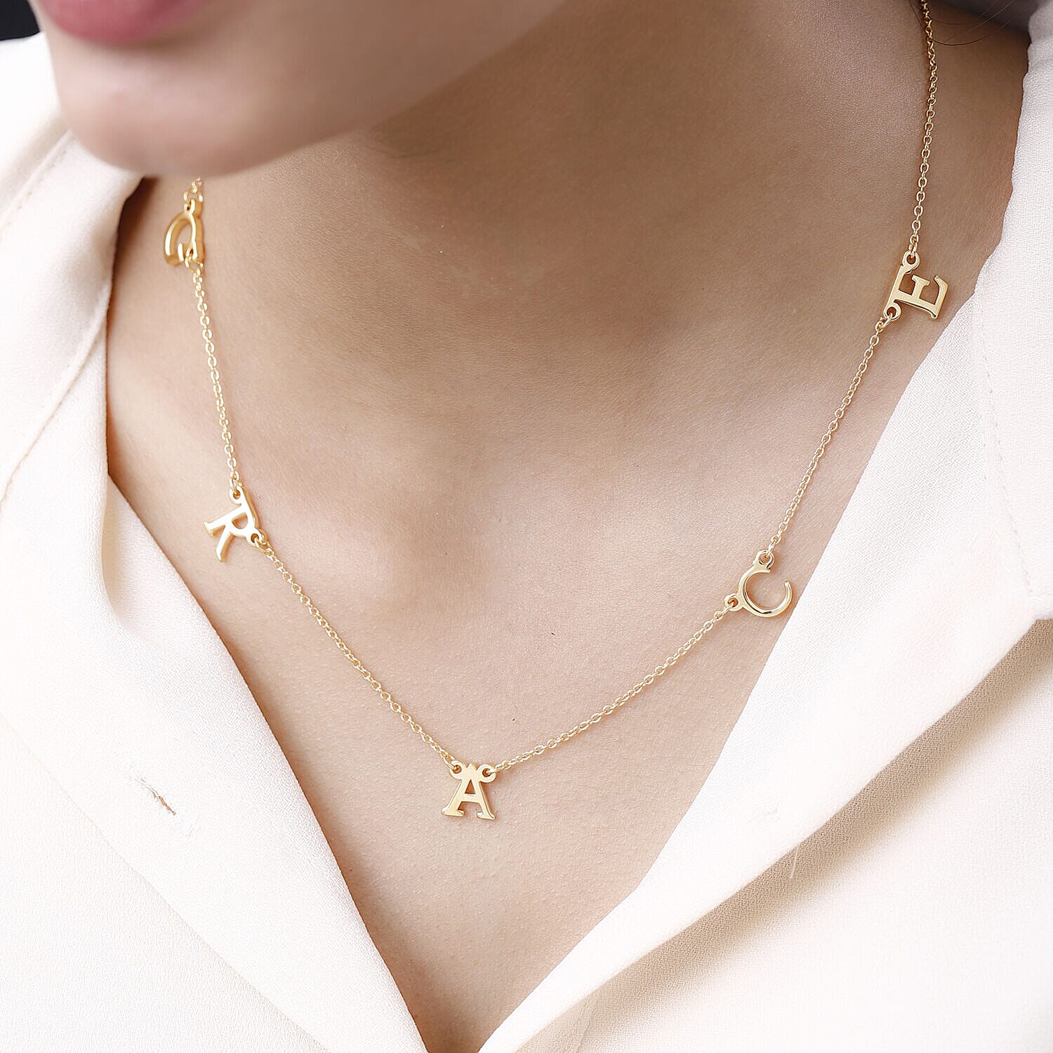 Personalised Hanging Letter Name Necklace in Silver, Size 18-2 Inch