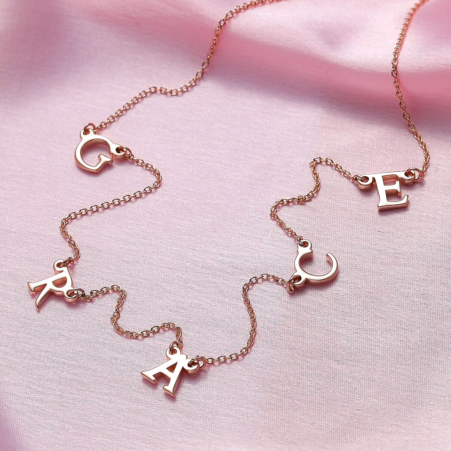 Personalised Hanging Letter Name Necklace in Silver, Size 18-2 Inch