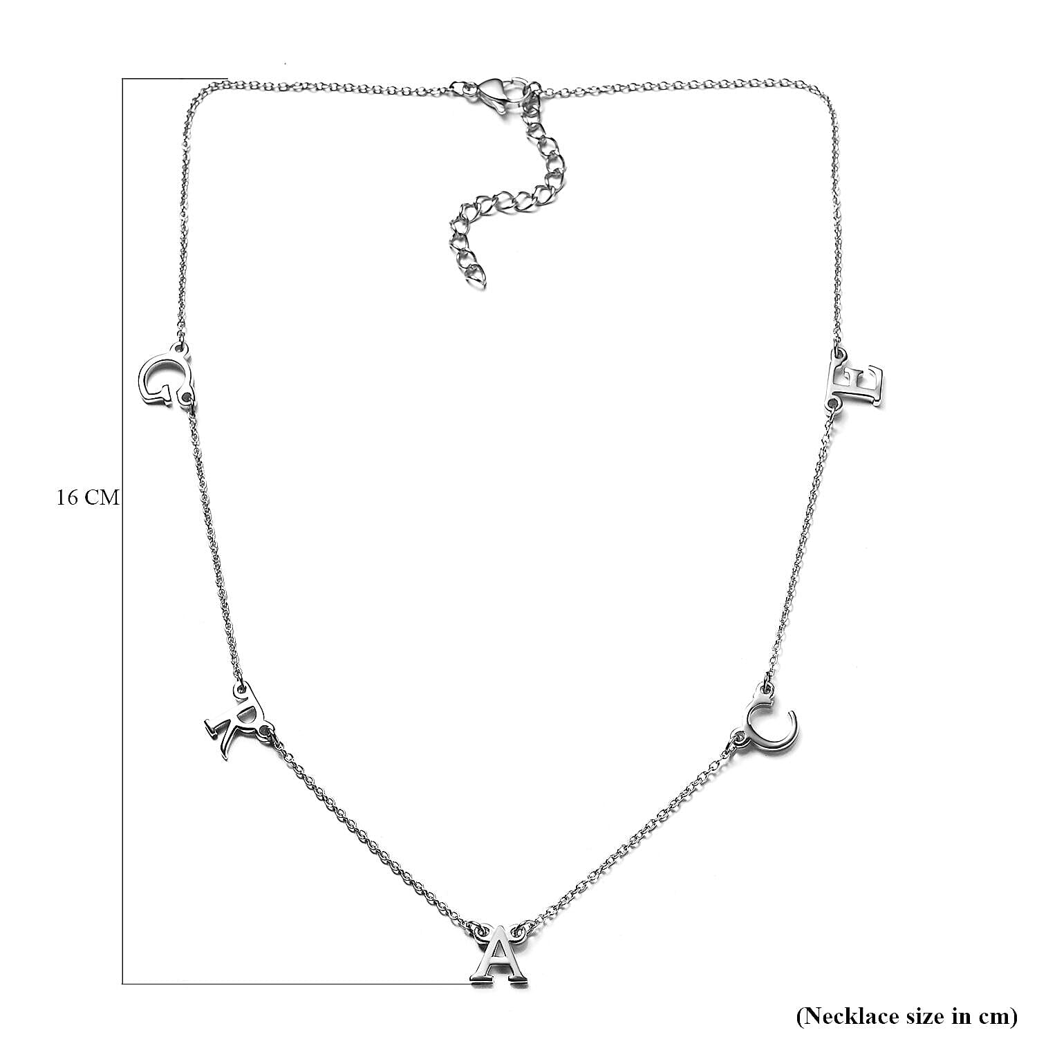 Personalised Hanging Letter Name Necklace in Silver, Size 18-2 Inch