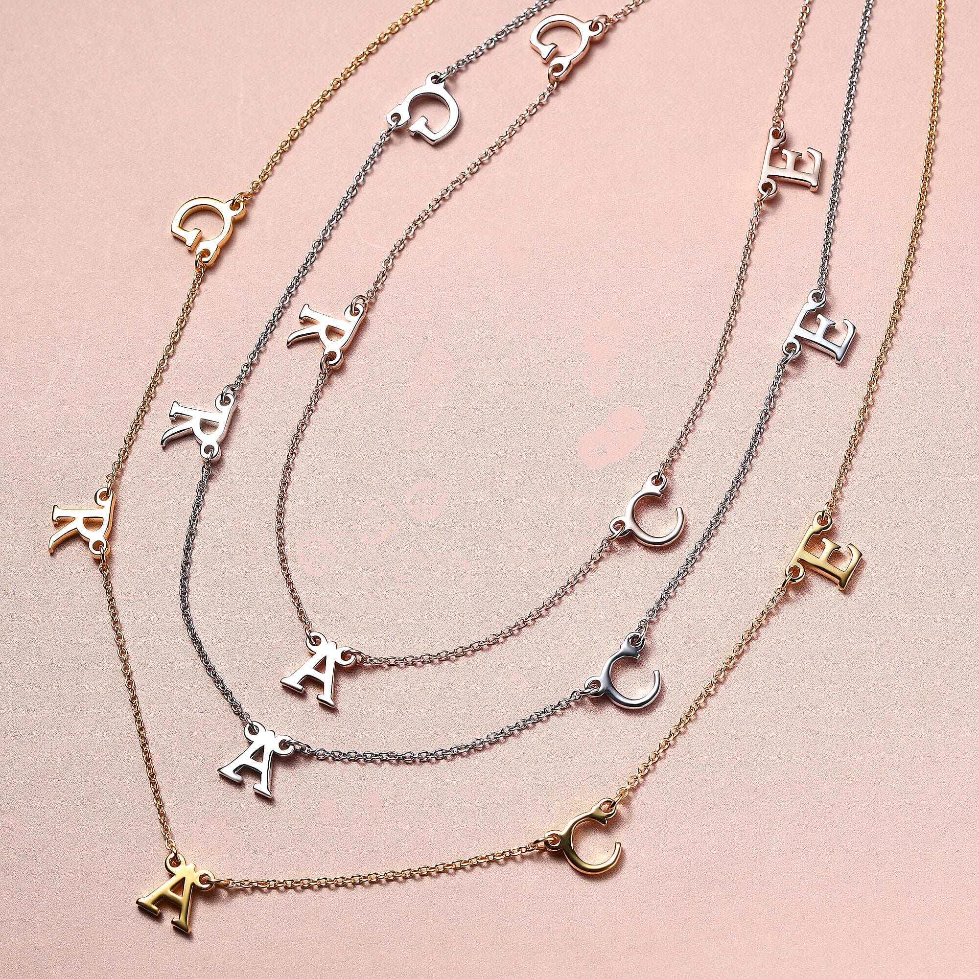 Personalised Hanging Letter Name Necklace in Silver, Size 18-2 Inch