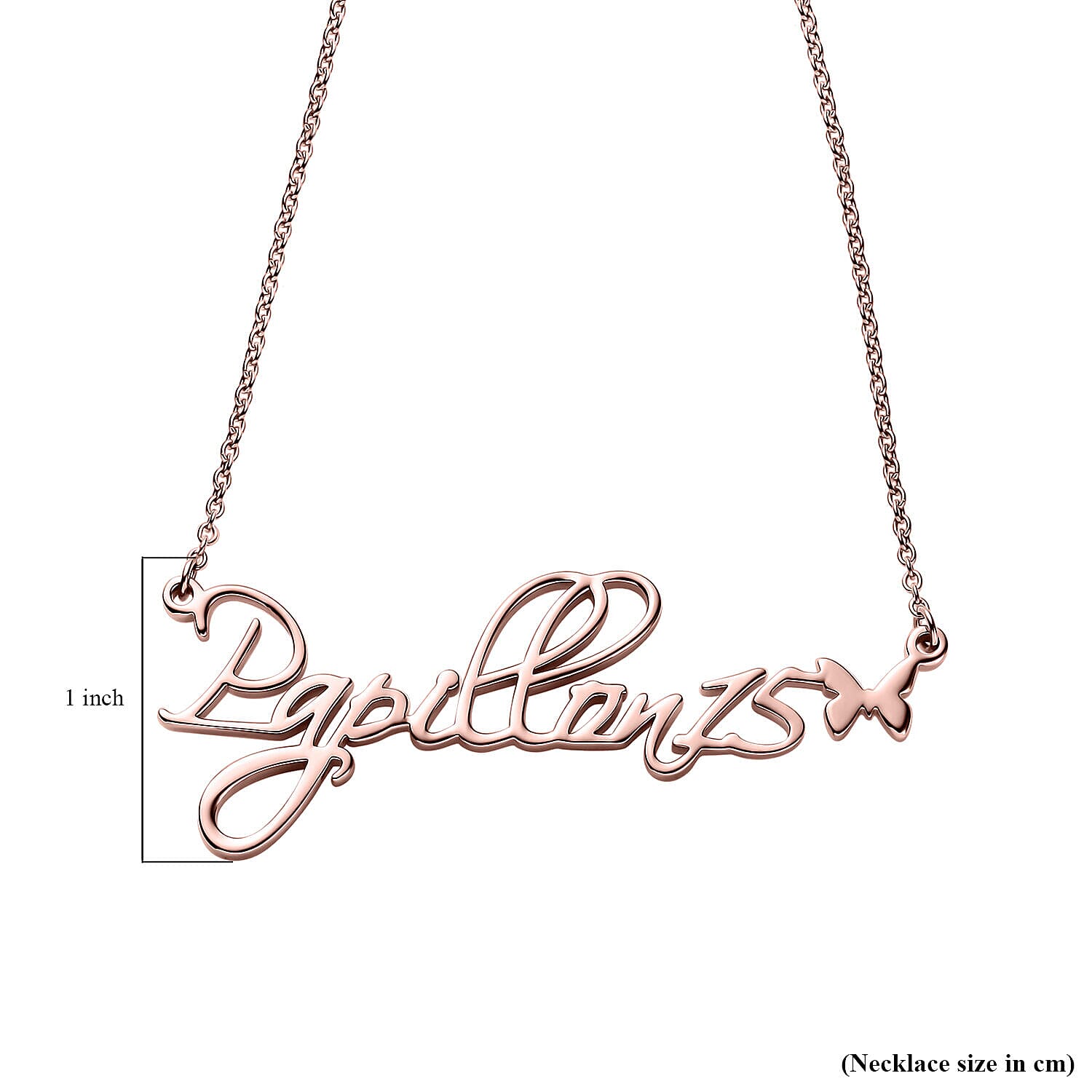 Personalised Butterfly Name Necklace in Silver, Size 18-2 Inch, Font - Script