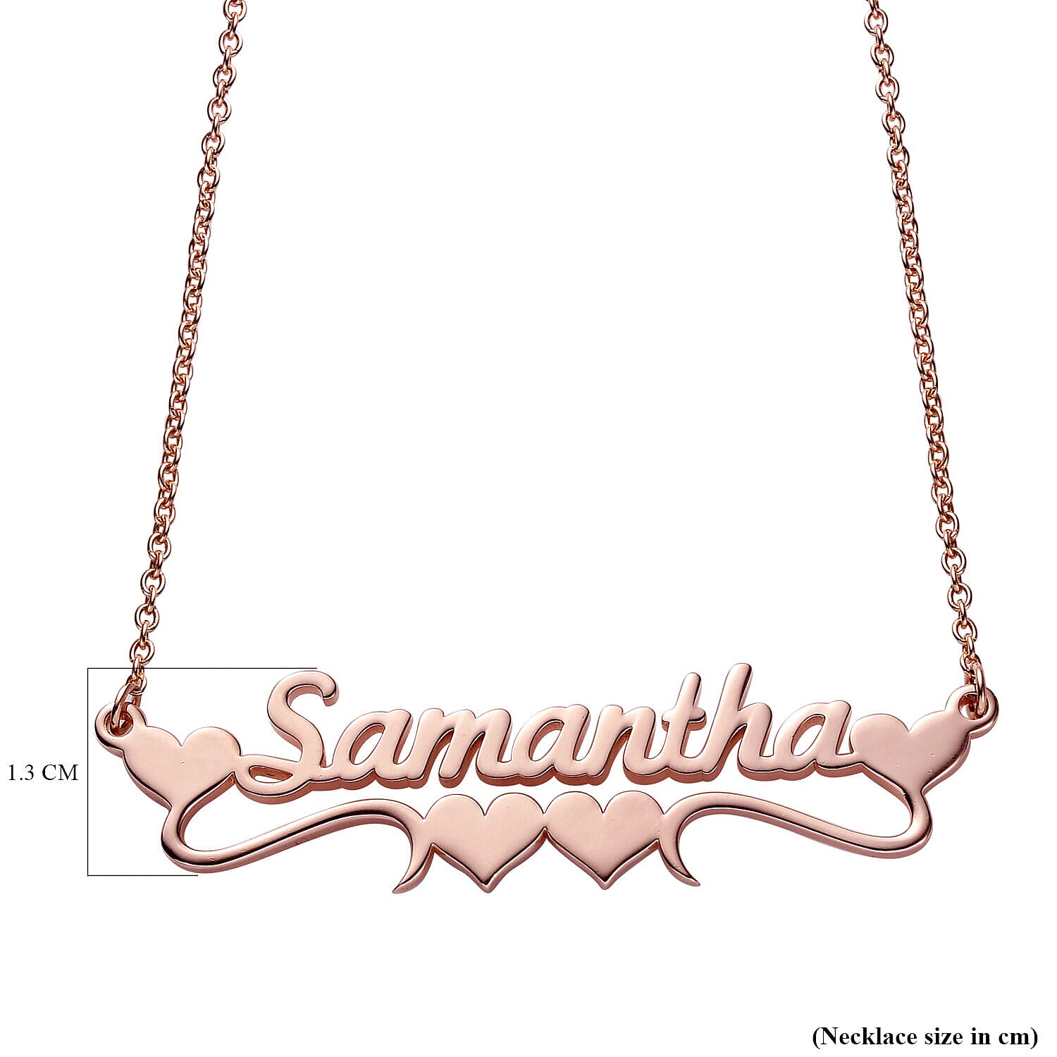 Personalised Heart Name Necklace in Silver, Size 18-2 Inch, Font - Freehand