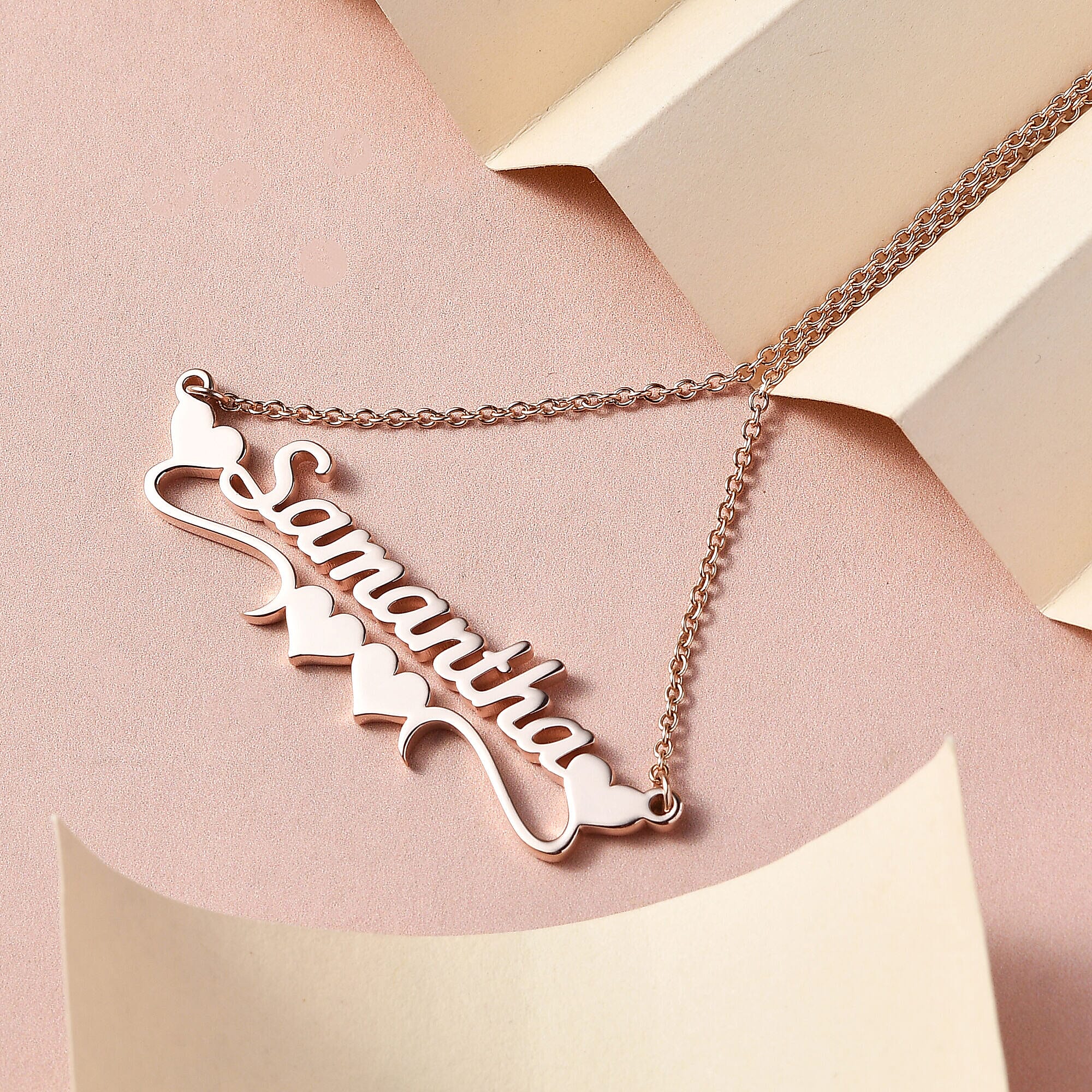 Personalised Heart Name Necklace in Silver, Size 18-2 Inch, Font - Freehand