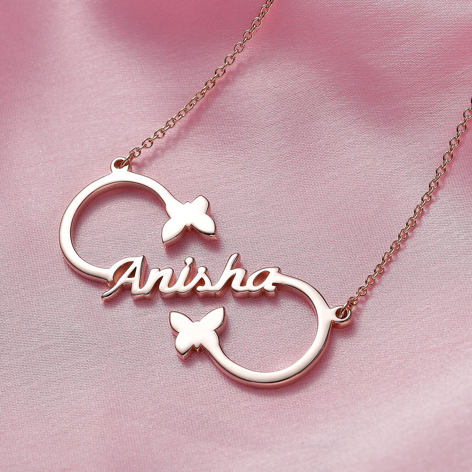 Personalised Infinity Heart Name Necklace in Silver, Size 18-2 Inch, Font - Freehand