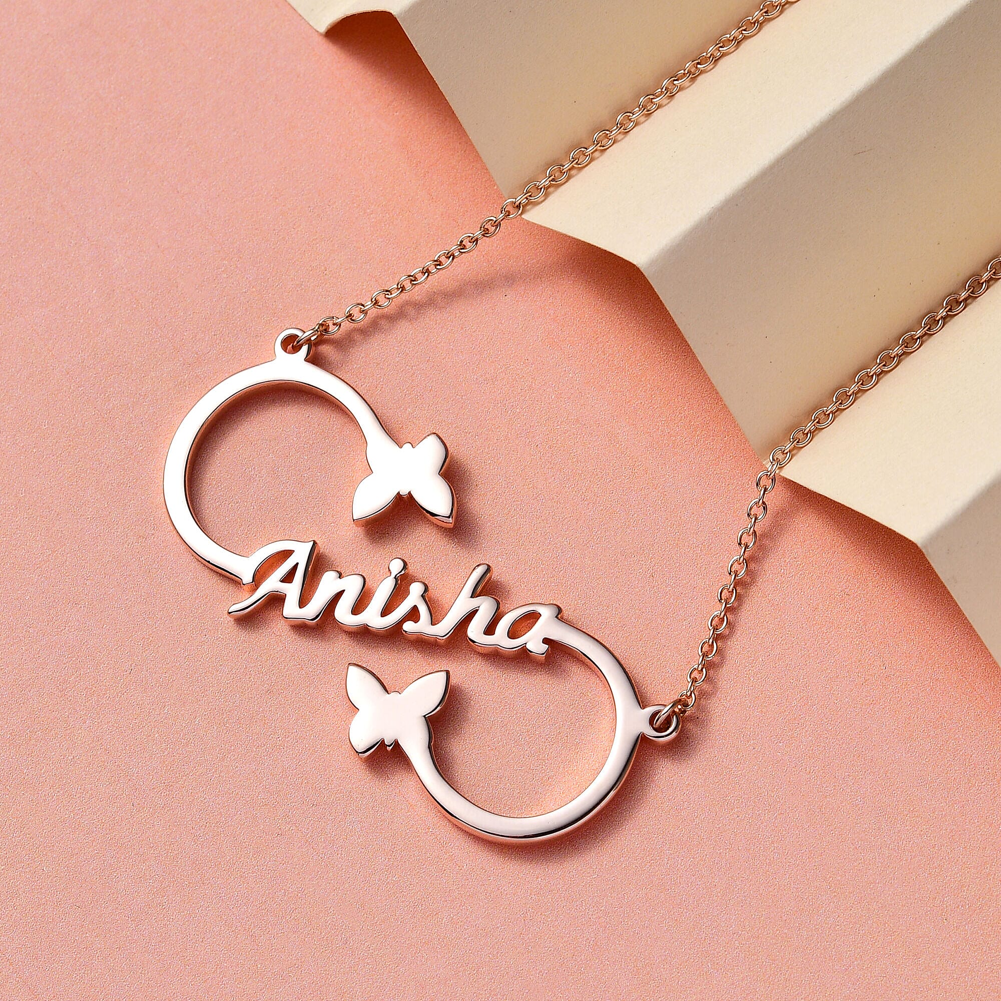 Personalised Infinity Heart Name Necklace in Silver, Size 18-2 Inch, Font - Freehand