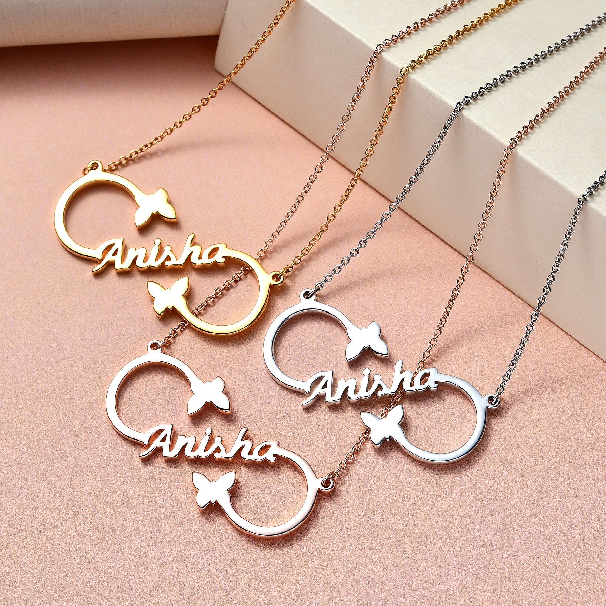Personalised Infinity Heart Name Necklace in Silver, Size 18-2 Inch, Font - Freehand