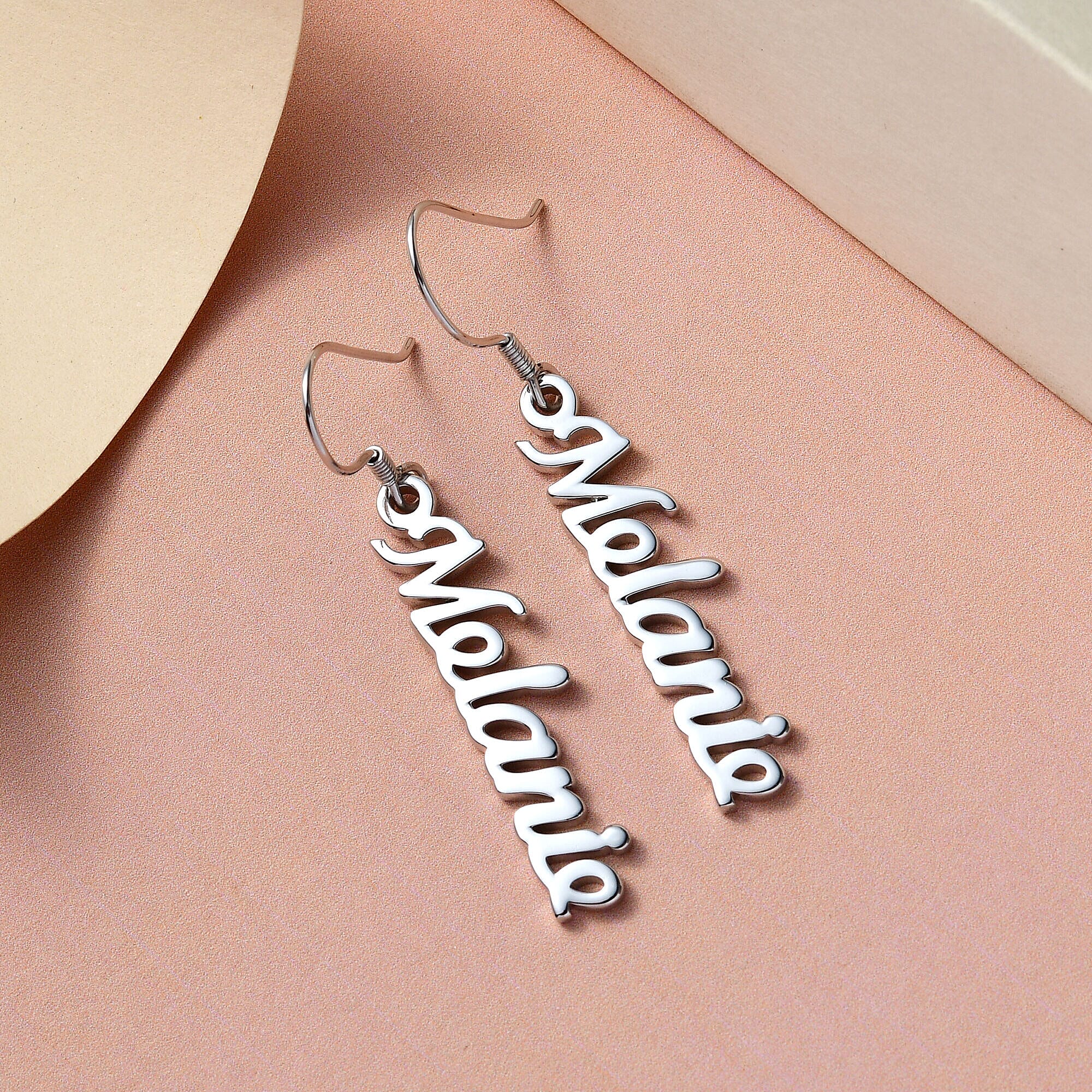 Personalised Name Earrings in Silver, Font - Freehand