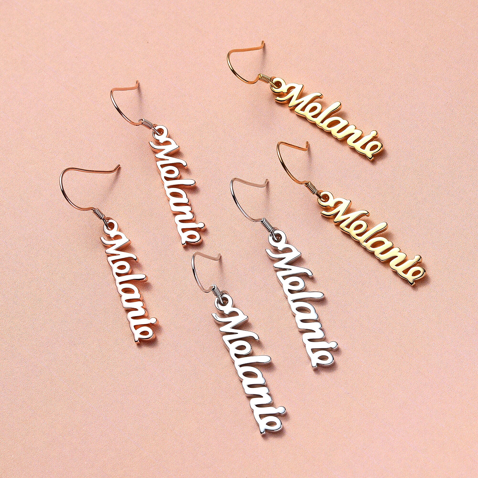 Personalised Name Earrings in Silver, Font - Freehand