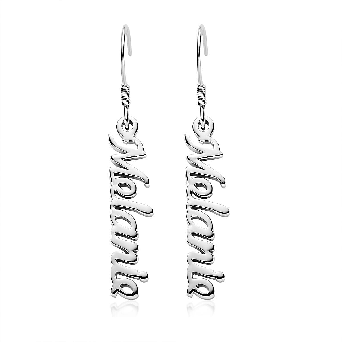 Personalised Name Earrings in Silver, Font - Freehand