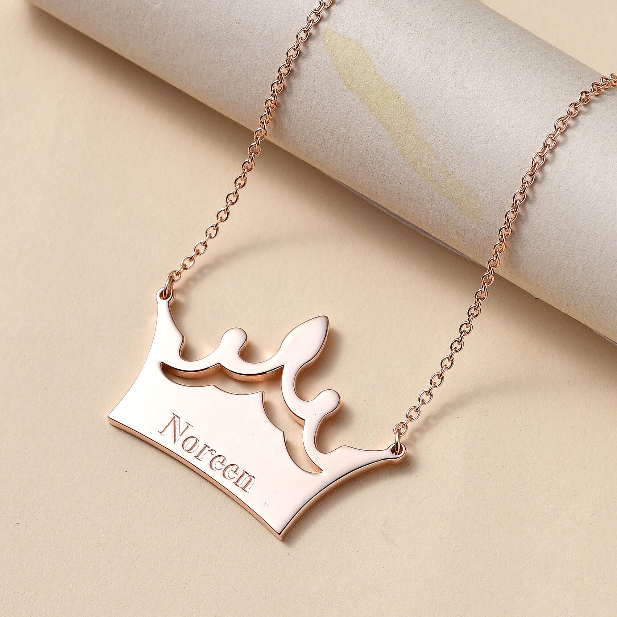 Personalised Crown Name Necklace in Silver, Size 18-2 Inch, Font - Italic