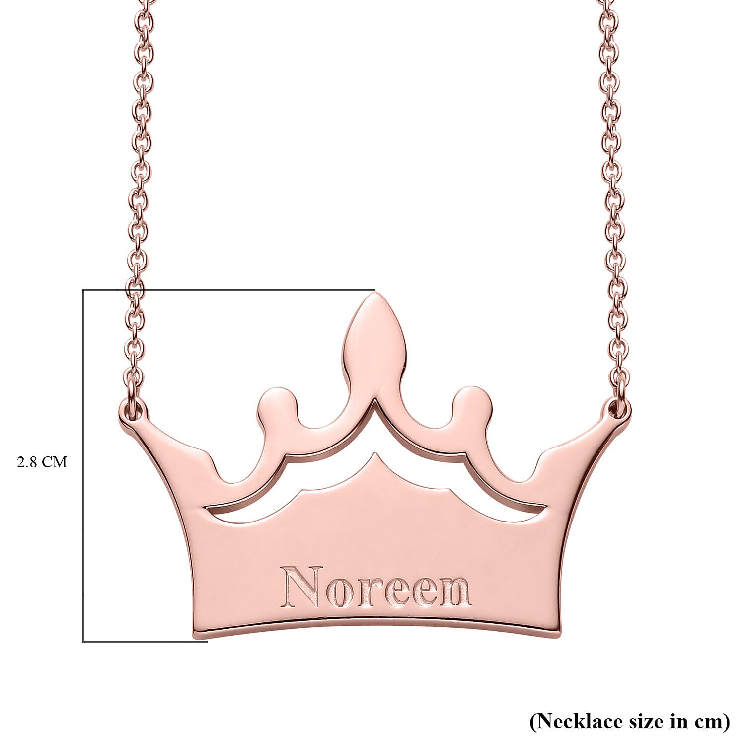 Personalised Crown Name Necklace in Silver, Size 18-2 Inch, Font - Italic