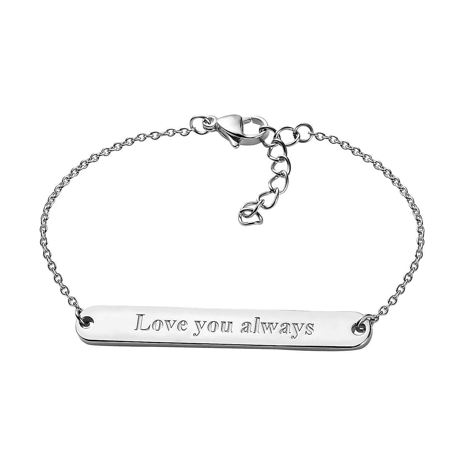 Personalised Engravable Name Bracelet in Silver, Size 7.25 Inch, Font - Italic