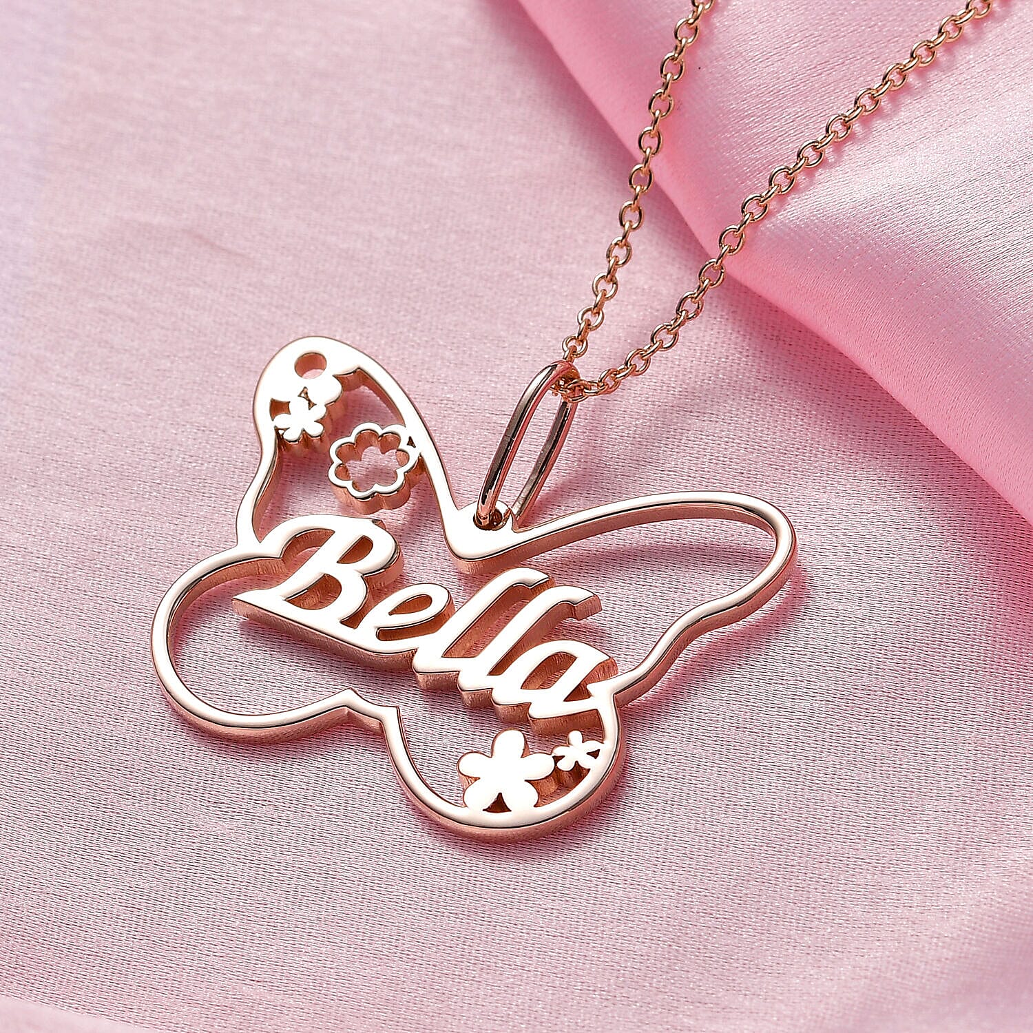 Personalised Butterfly Name Necklace in Silver, Size 18-2 Inch, Font - Italic