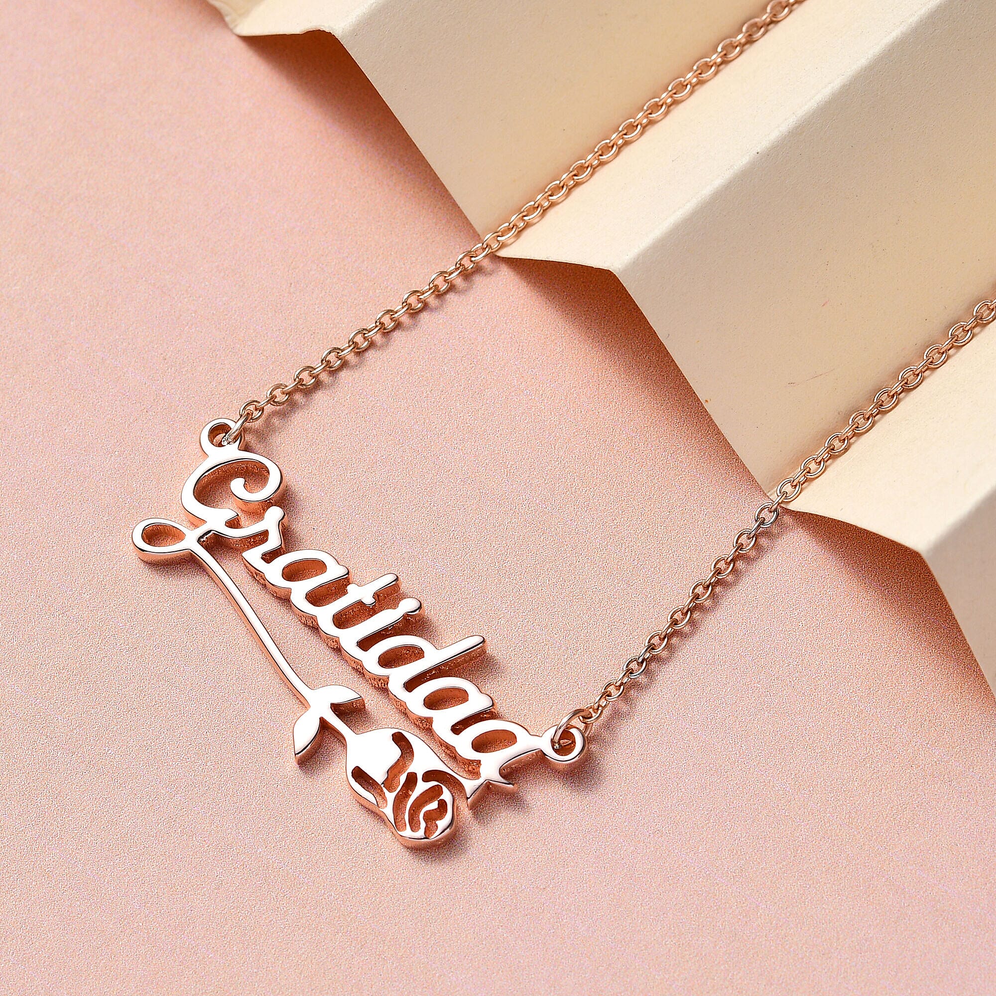 Personalised Flower Name Necklace in Silver, Size 18-2 Inch, Font - Italic