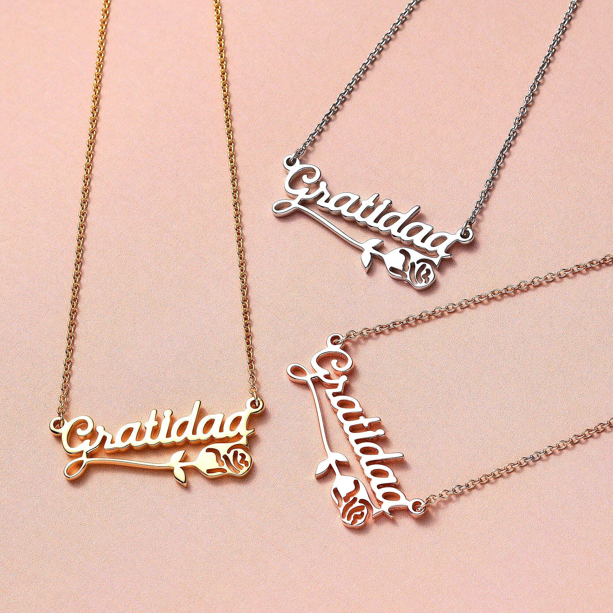 Personalised Flower Name Necklace in Silver, Size 18-2 Inch, Font - Italic