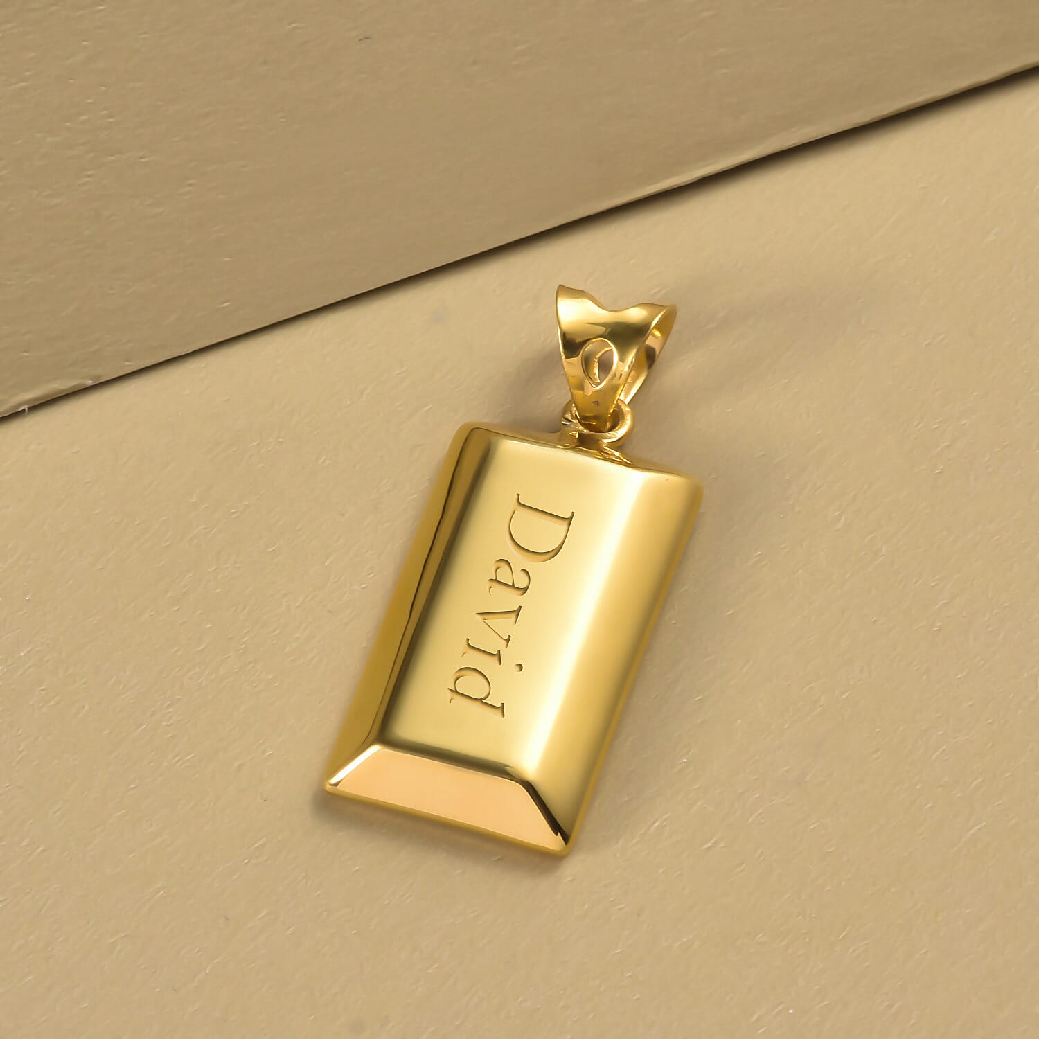 Personalised Engravable 22K Yellow Gold Plain Pendant in Rectangle Shape