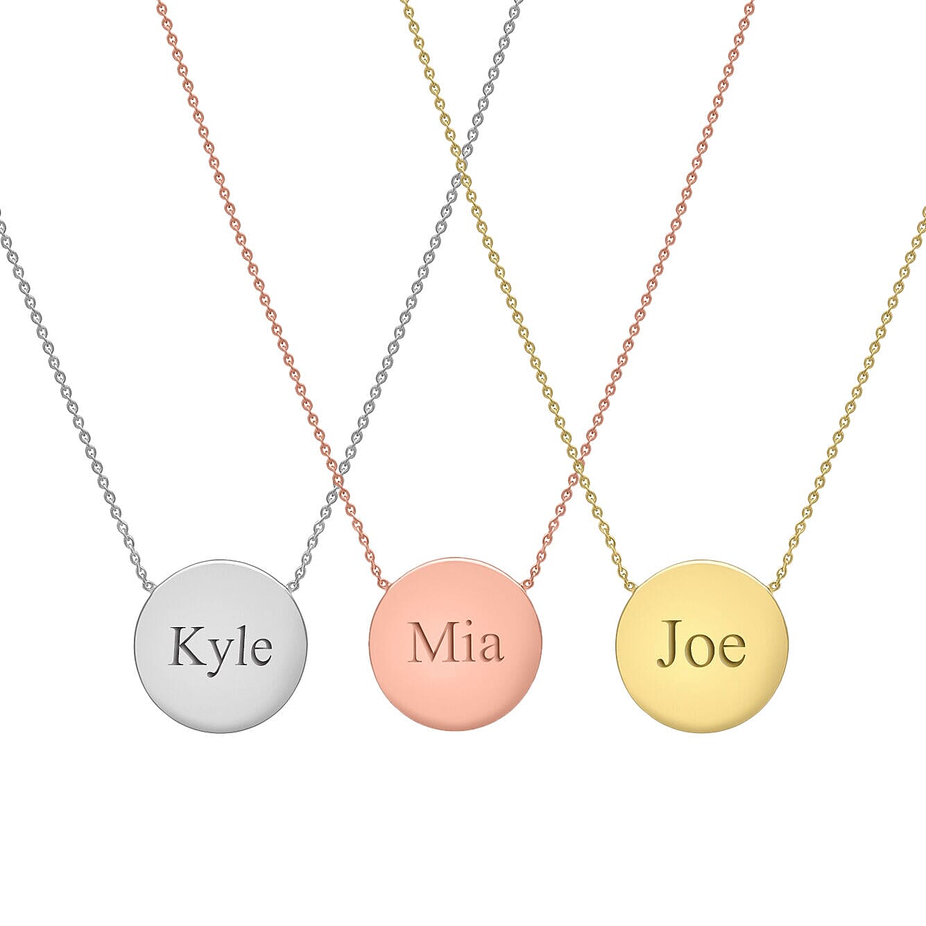 Personalised Engravable 9K Gold 15mm Disc Adjustable Necklace Size-16-17 Inch