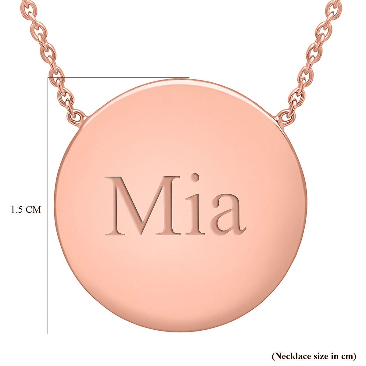 Personalised Engravable 9K Gold 15mm Disc Adjustable Necklace Size-16-17 Inch