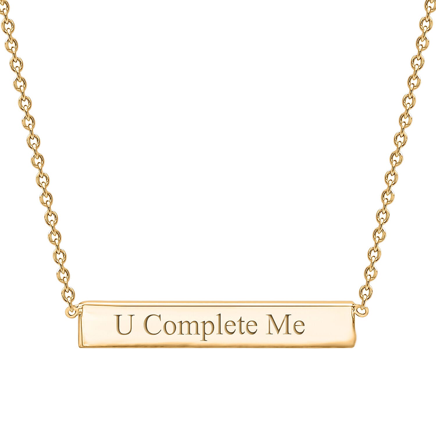 Personalised Engravable32mm x 5mm Horizontal-Bar Necklace in Silver, Size 17 Inch