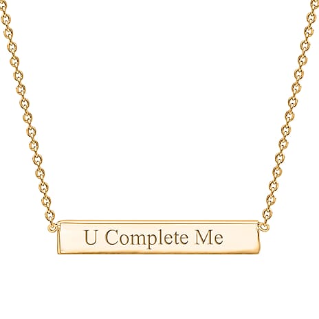 Personalised Engravable32mm x 5mm Horizontal-Bar Necklace in Silver, Size 17 Inch