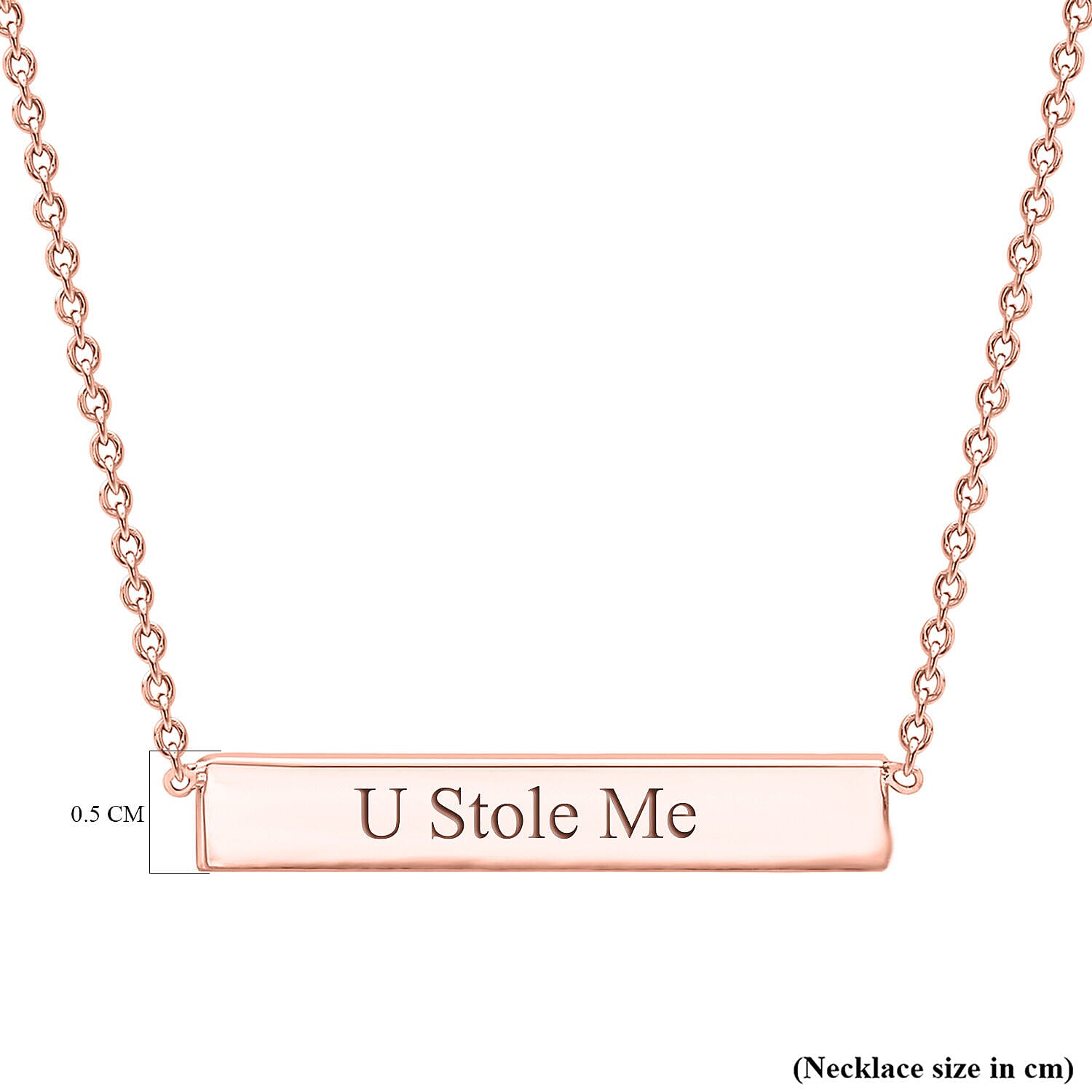 Personalised Engravable32mm x 5mm Horizontal-Bar Necklace in Silver, Size 17 Inch