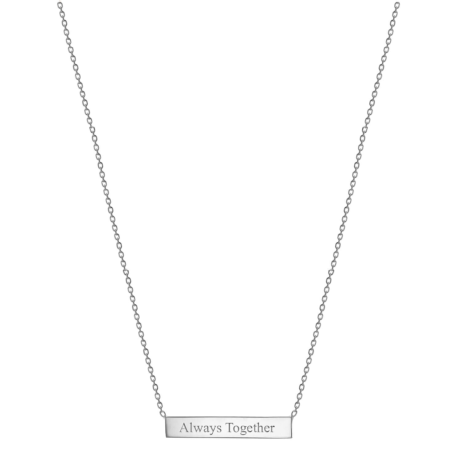 Personalised Engravable32mm x 5mm Horizontal-Bar Necklace in Silver, Size 17 Inch