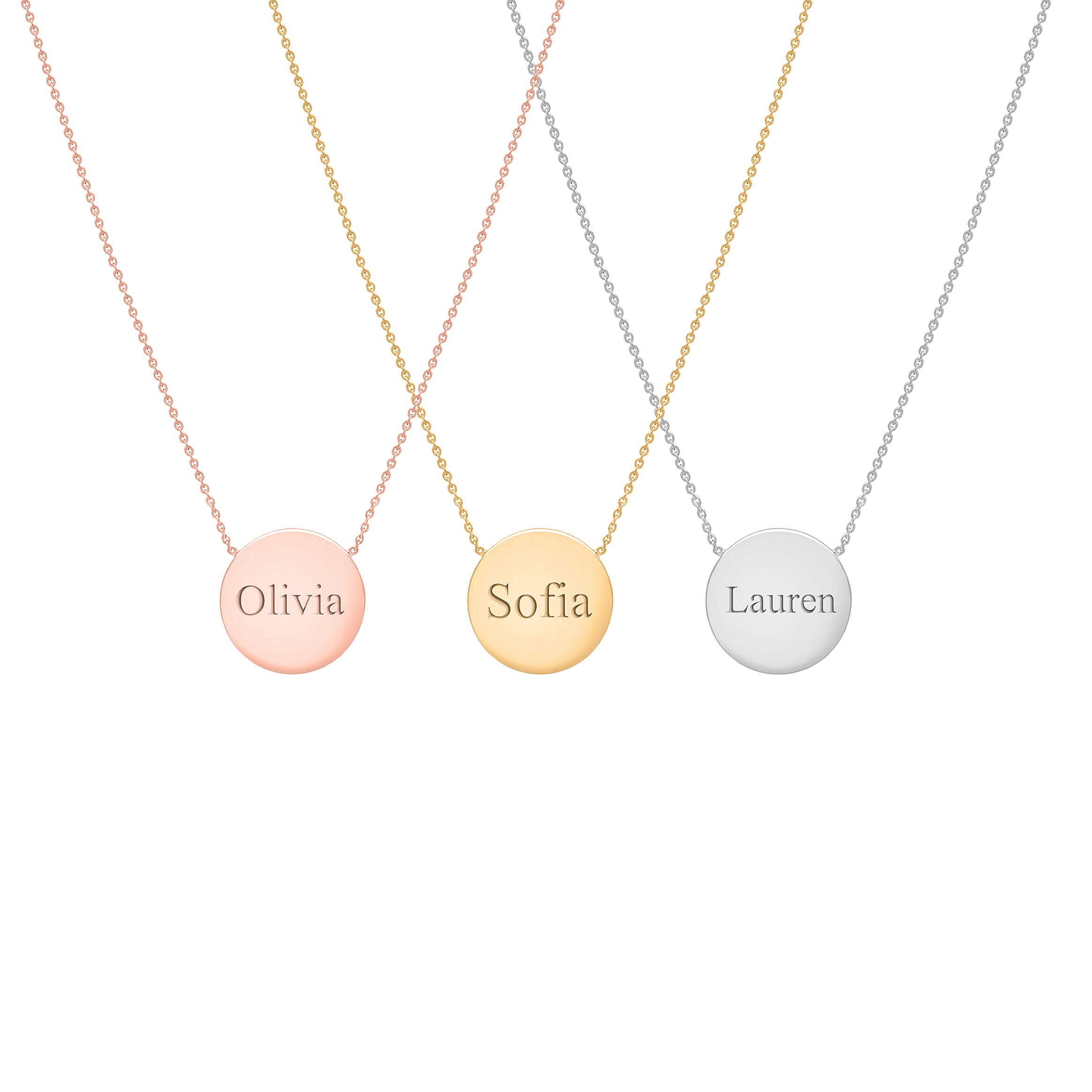 Personalised Engravable 15mm Disc Adjustable Necklace in Silver,Size 16-17 Inch