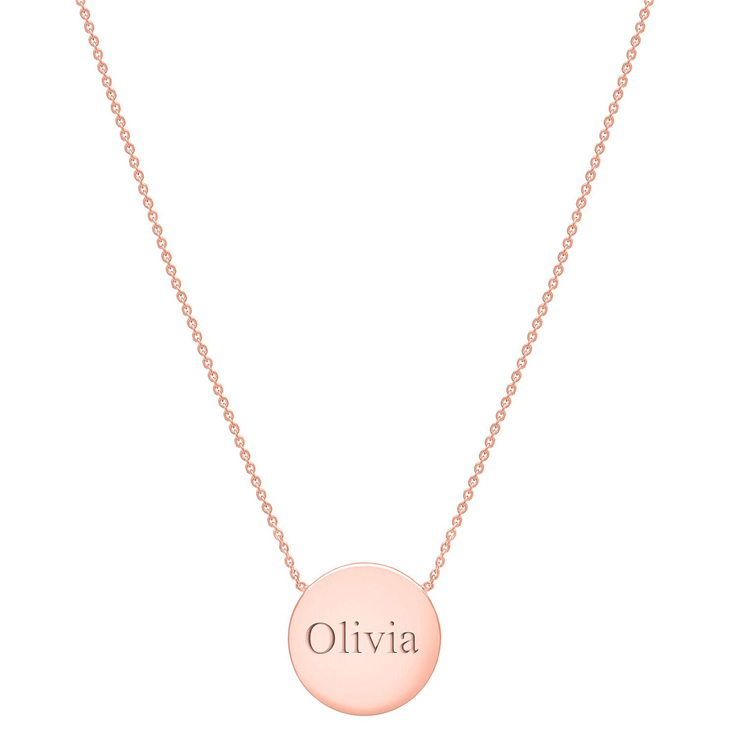 Personalised Engravable 15mm Disc Adjustable Necklace in Silver,Size 16-17 Inch