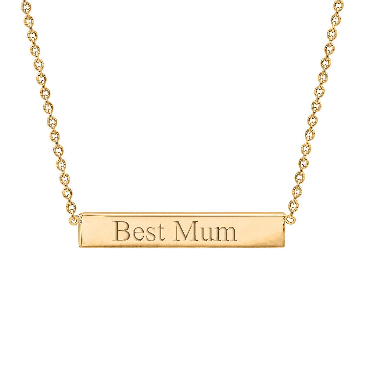Personalised Engravable 9K Gold 22mm x 3mm Horizontal-Bar Adjustable Necklace Size-16-17
