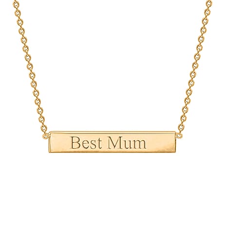Personalised Engravable 9K Gold 22mm x 3mm Horizontal-Bar Adjustable Necklace Size-16-17