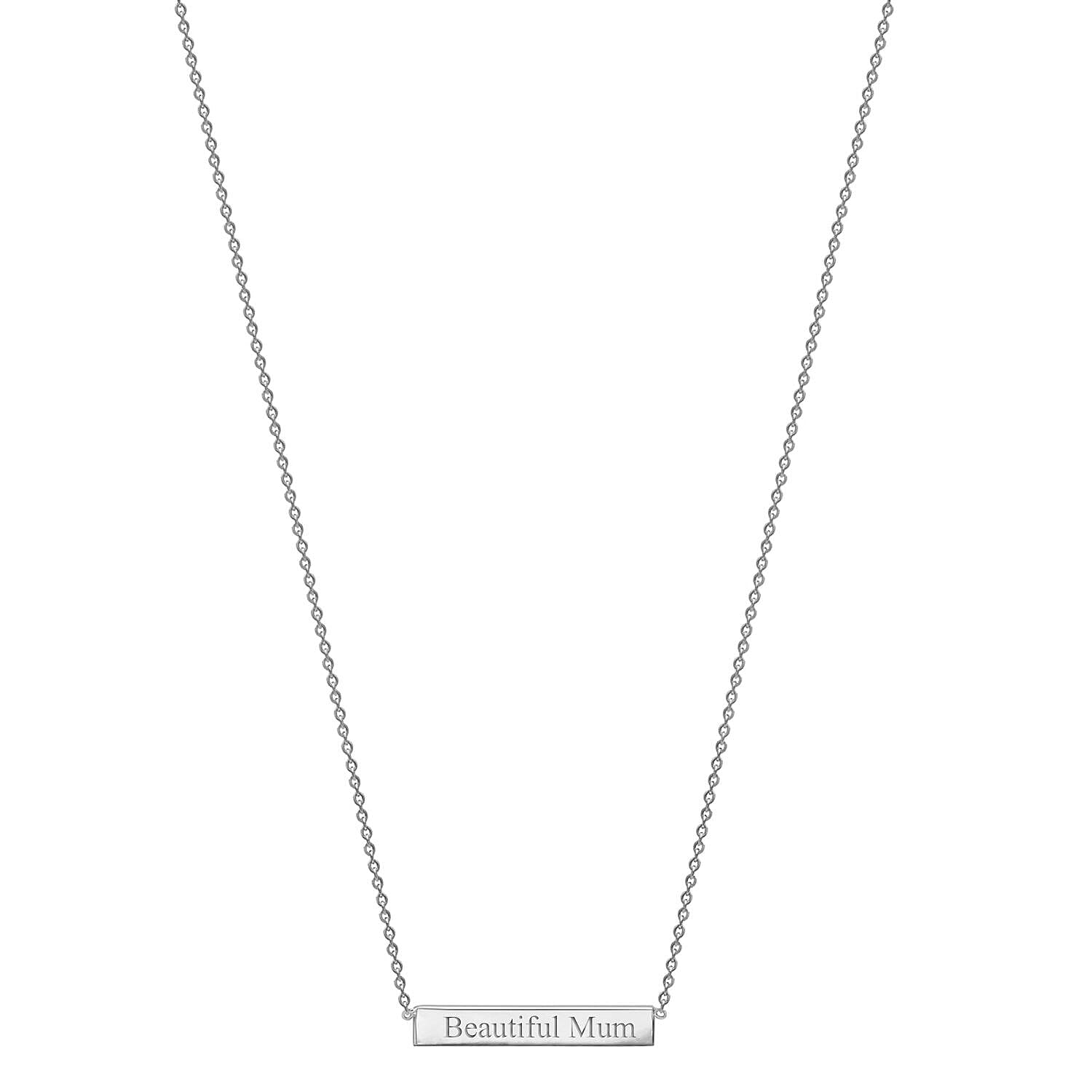 Personalised Engravable 9K Gold 22mm x 3mm Horizontal-Bar Adjustable Necklace Size-16-17