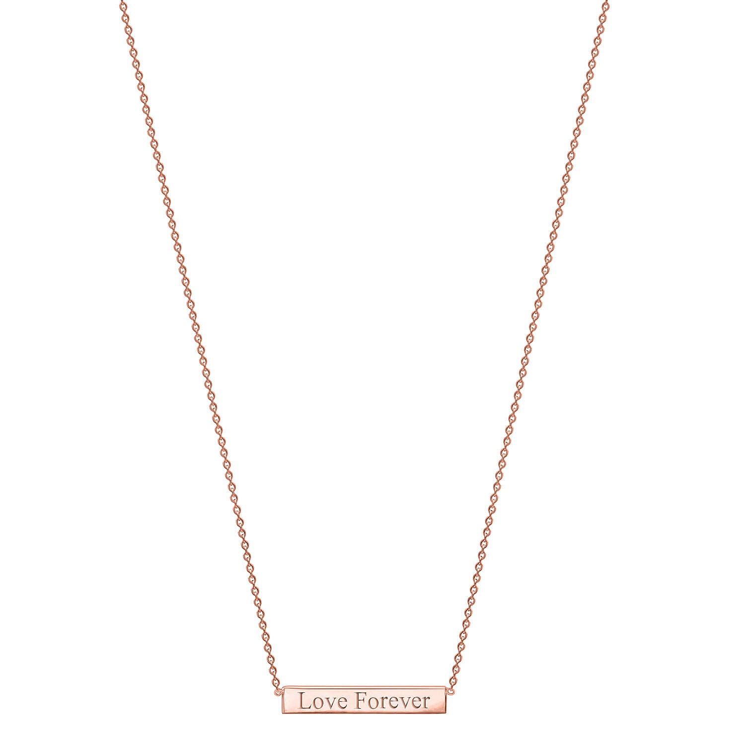 Personalised Engravable 9K Gold 22mm x 3mm Horizontal-Bar Adjustable Necklace Size-16-17