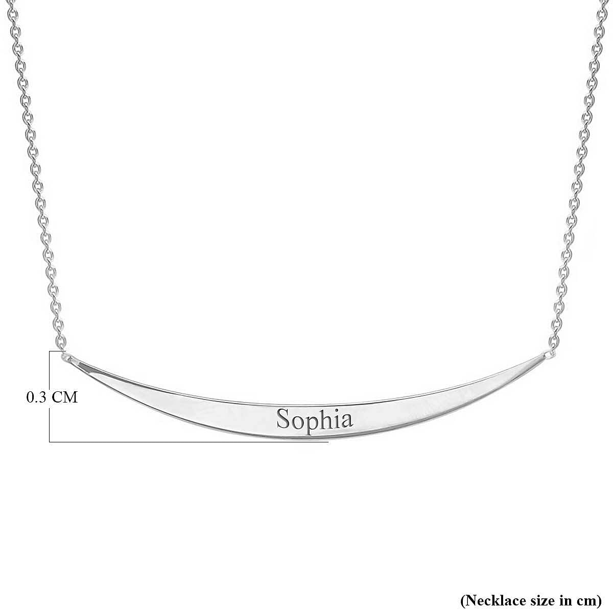 Personalised Engravable 9K Gold 41mm x 3mm Curved Bar Adjustable Necklace, Size-16-17 Inch
