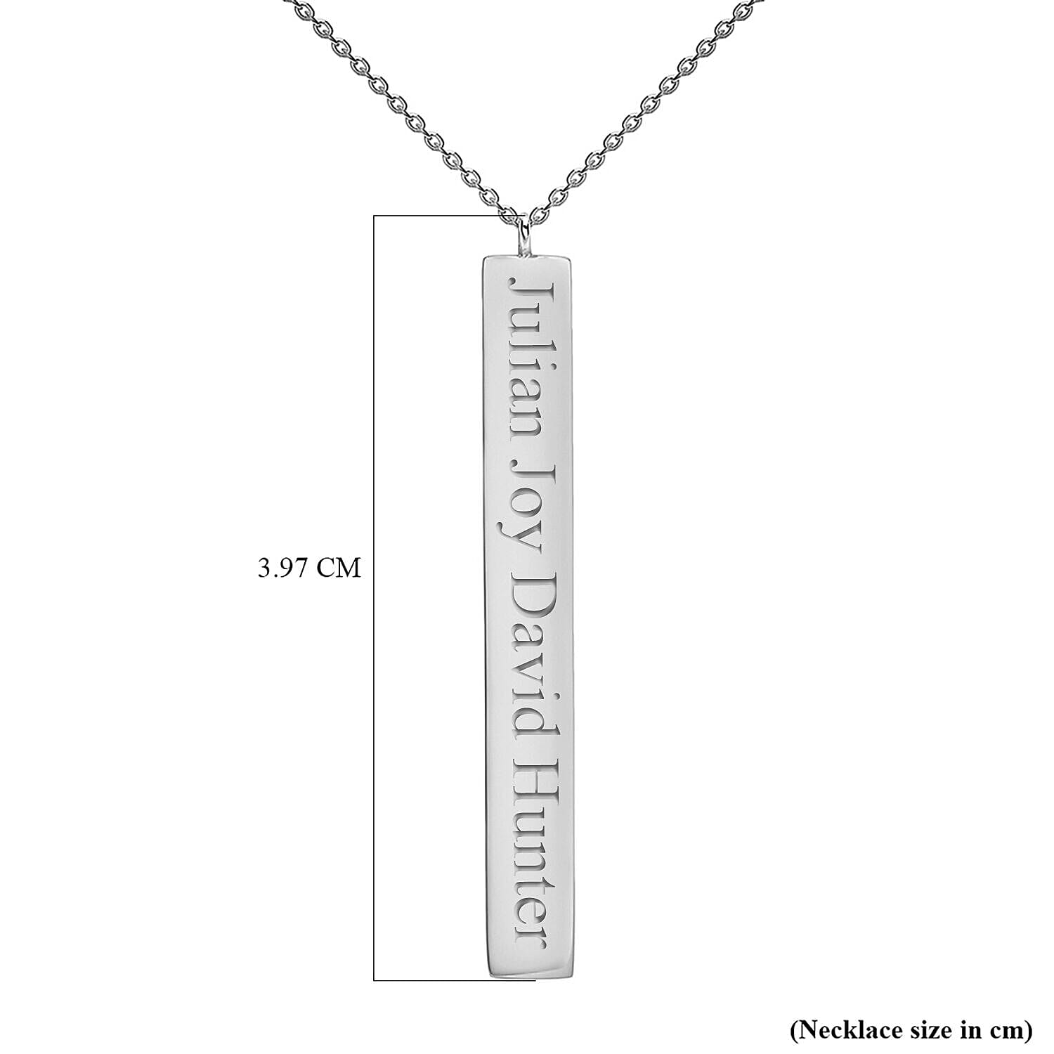Personalised Engravable 9K Gold 4.9mm x 39.7mm Vertical Bar Adjustable Necklace, Size-16-17 Inch