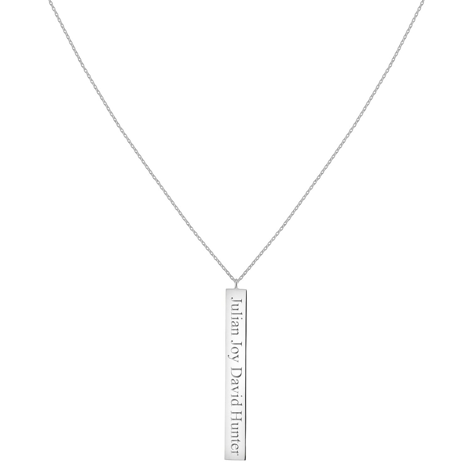 Personalised Engravable 9K Gold 4.9mm x 39.7mm Vertical Bar Adjustable Necklace, Size-16-17 Inch