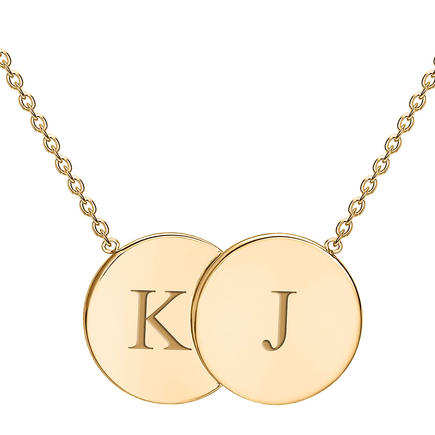 Personalised Engravable 9K Gold 16.8mm x 10mm Double-Disc Adjustable Necklace, Size-16-17 Inch