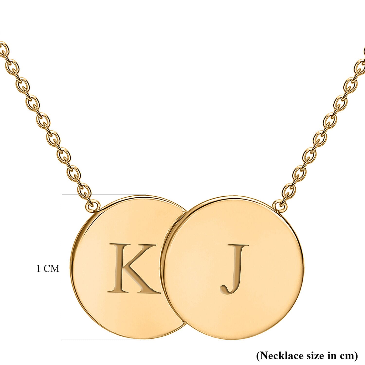 Personalised Engravable 9K Gold 16.8mm x 10mm Double-Disc Adjustable Necklace, Size-16-17 Inch