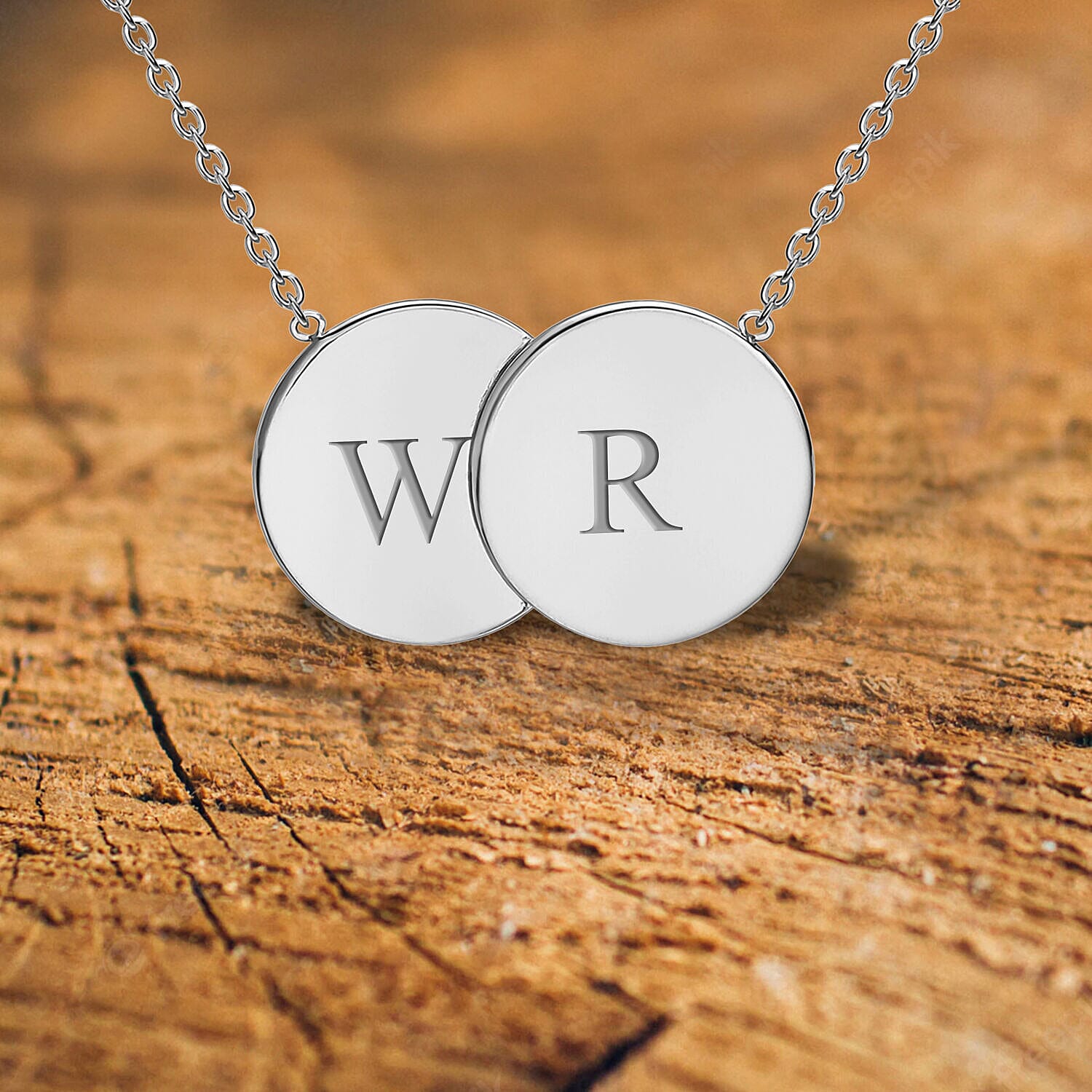 Personalised Engravable 9K Gold 16.8mm x 10mm Double-Disc Adjustable Necklace, Size-16-17 Inch