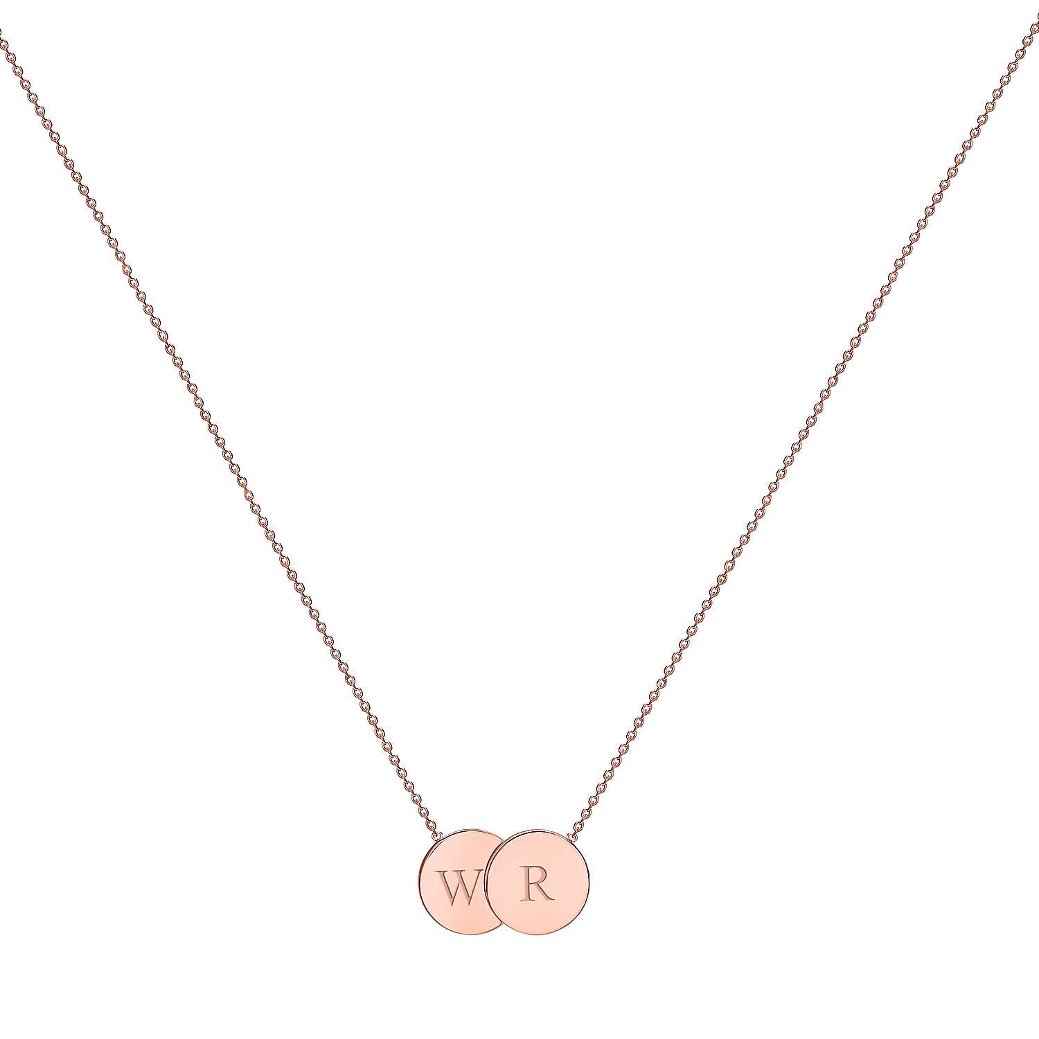 Personalised Engravable 9K Gold 16.8mm x 10mm Double-Disc Adjustable Necklace, Size-16-17 Inch