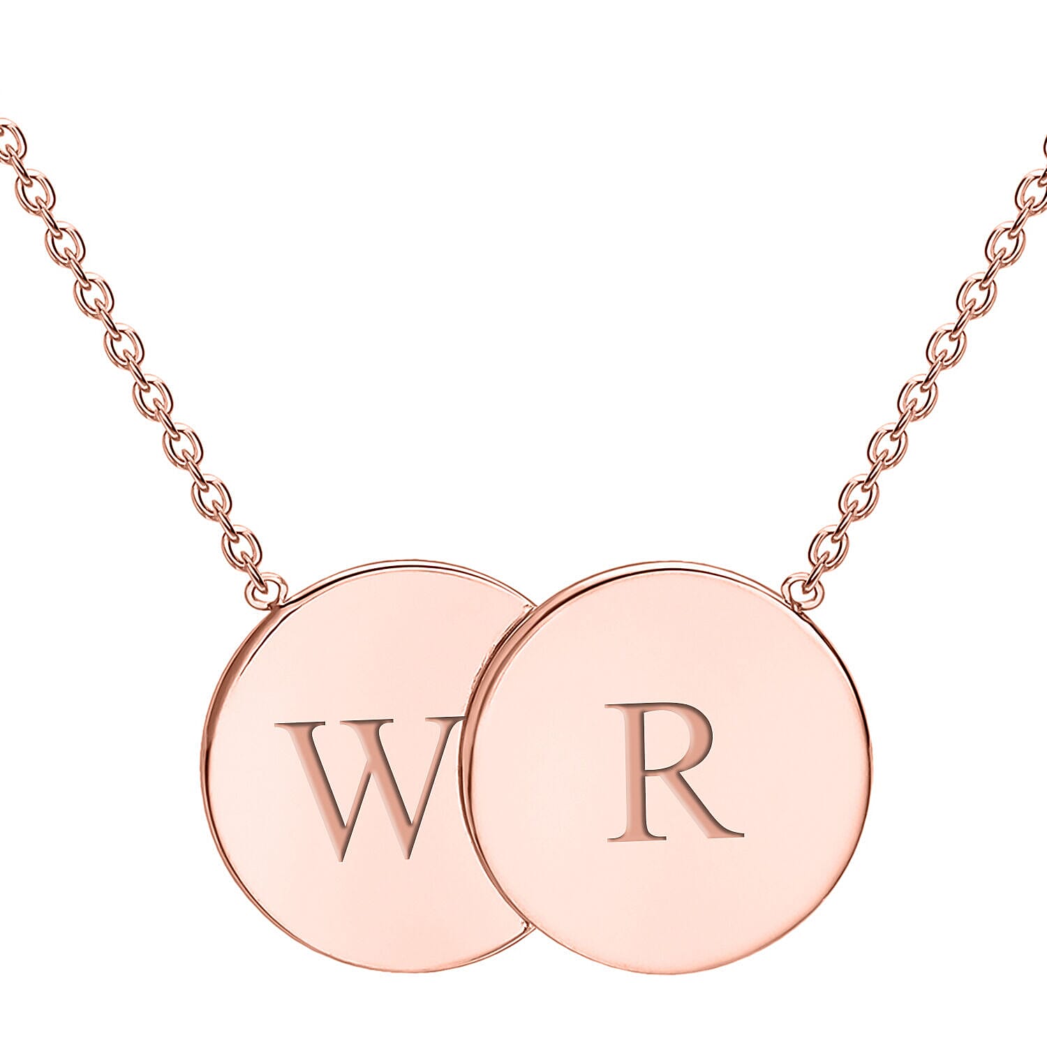 Personalised Engravable 9K Gold 16.8mm x 10mm Double-Disc Adjustable Necklace, Size-16-17 Inch