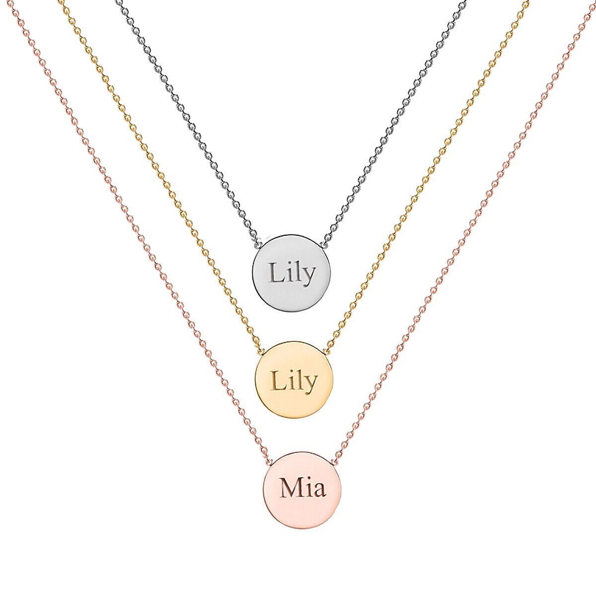 Personalised Engravable 9K Gold 10mm Disc Adjustable Necklace, Size-16-17 Inch