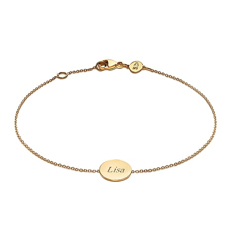 Personalised Engravable 9K Gold 10mm Disc Adjustable Bracelet,Size- 7-7.5 Inch